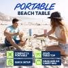 imageSUN NINJA Beach Table  Lightweight Mini Folding Table with Carry Case Small Camping Table for Beach Camping and Picnics  Portable Picnic Table with Durable Aluminum Top NonSlip Feet
