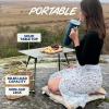 imageSUN NINJA Beach Table  Lightweight Mini Folding Table with Carry Case Small Camping Table for Beach Camping and Picnics  Portable Picnic Table with Durable Aluminum Top NonSlip Feet