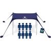 imageSUN NINJA Beach Tent Sun Shelter UPF50  Easy Pop Up Beach Canopy  Outdoor Shade for Camping Trips Fishing Backyard Fun Picnics  Sand Shovel Ground Pegs ampamp Stability PolesNavy