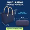 imageSUN NINJA Rubber Beach Bag  Extra Large Waterproof EVA Tote Bag with Rope Handles for BeachNavy Blue