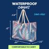 imageSUN NINJA XL Canvas Beach Tote Bag  WaterResistant with Pockets  Large Pool Summer Tote Cute Travel Beach BagFlowers