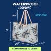 imageSUN NINJA XL Canvas Beach Tote Bag  WaterResistant with Pockets  Large Pool Summer Tote Cute Travel Beach BagPalm Trees