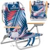 imageSUN NINJA Beach Chair  Folding Chair for Beach with 5 Reclining Positions Cup ampamp Phone Holder Insulated Back Storage Pouch Portable Lightweight Aluminum Frame  Palm Tree 1pc