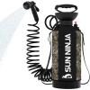 imageSUN NINJA Portable Shower 21Gal Camping Shower with 7 Mode Shower Head Neoprene Cover Help Keeps Water Warm High Pressure Hose Easy to Carry Camo