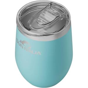 imageSUN NINJA 12oz Wine Tumbler with Leakproof Lid Stemless Insulated Tumbler Stainless Steel Wine Glass with Leak proof Lid Reusable Dishwasher Safe Travel Cup 12 oz Insulated Wine Tumbler with LidTurquoise