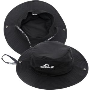 imageSUN NINJA Bucket Hat for Men ampamp Women Cooling with Adjustable Strap Wide Brim UPF UV 50 Protection Foldable for OutdoorsBlack