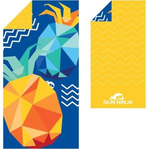 imageSUN NINJA Microfiber Beach Towel  Sand Free Quick Dry Lightweight ampamp Compact for Beach Pool Yoga and Camping  63x32 inch Super Absorbent Large Sand Free Swim Towels for Adults and KidsPineapple