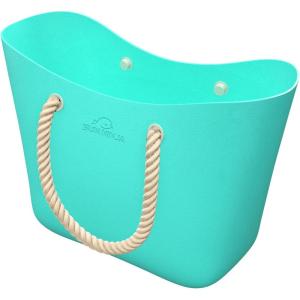 imageSUN NINJA Rubber Beach Bag  Extra Large Waterproof EVA Tote Bag with Rope Handles for BeachTurquoise