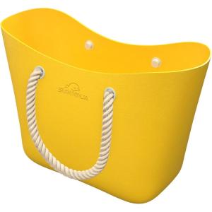 imageSUN NINJA Rubber Beach Bag  Extra Large Waterproof EVA Tote Bag with Rope Handles for BeachYellow
