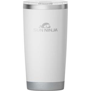 imageSUN NINJA 20oz Stainless Steel Tumbler  Double Wall Vacuum Insulated Cup with Easy Open Lid  Food Grade 20 oz Coffee Cup for Hot ampamp Cold Drinks  Durable Insulated Flask for Travel Work ampamp MoreWhite