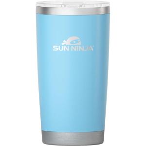 imageSUN NINJA 20oz Stainless Steel Tumbler  Double Wall Vacuum Insulated Cup with Easy Open Lid  Food Grade 20 oz Coffee Cup for Hot ampamp Cold Drinks  Durable Insulated Flask for Travel Work ampamp MoreLight Blue